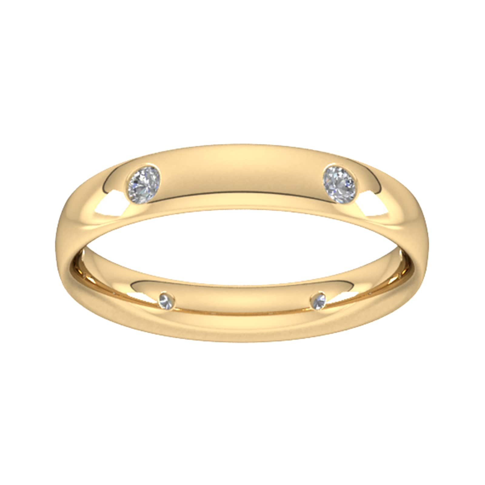 0.21 Carat Total Weight 6 Stone Brilliant Cut Rub Over Diamond Set Wedding Ring In 9 Carat Yellow Gold - Ring Size X