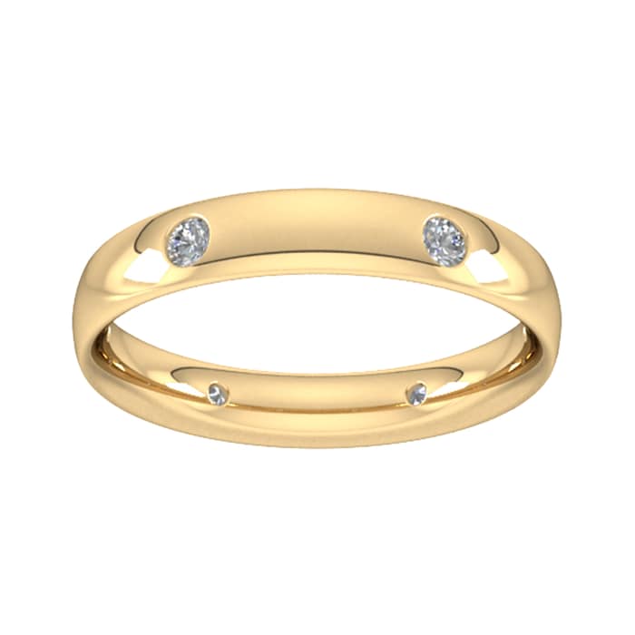 Goldsmiths 0.21 Carat Total Weight 6 Stone Brilliant Cut Rub Over Diamond Set Wedding Ring In 9 Carat Yellow Gold - Ring Size J