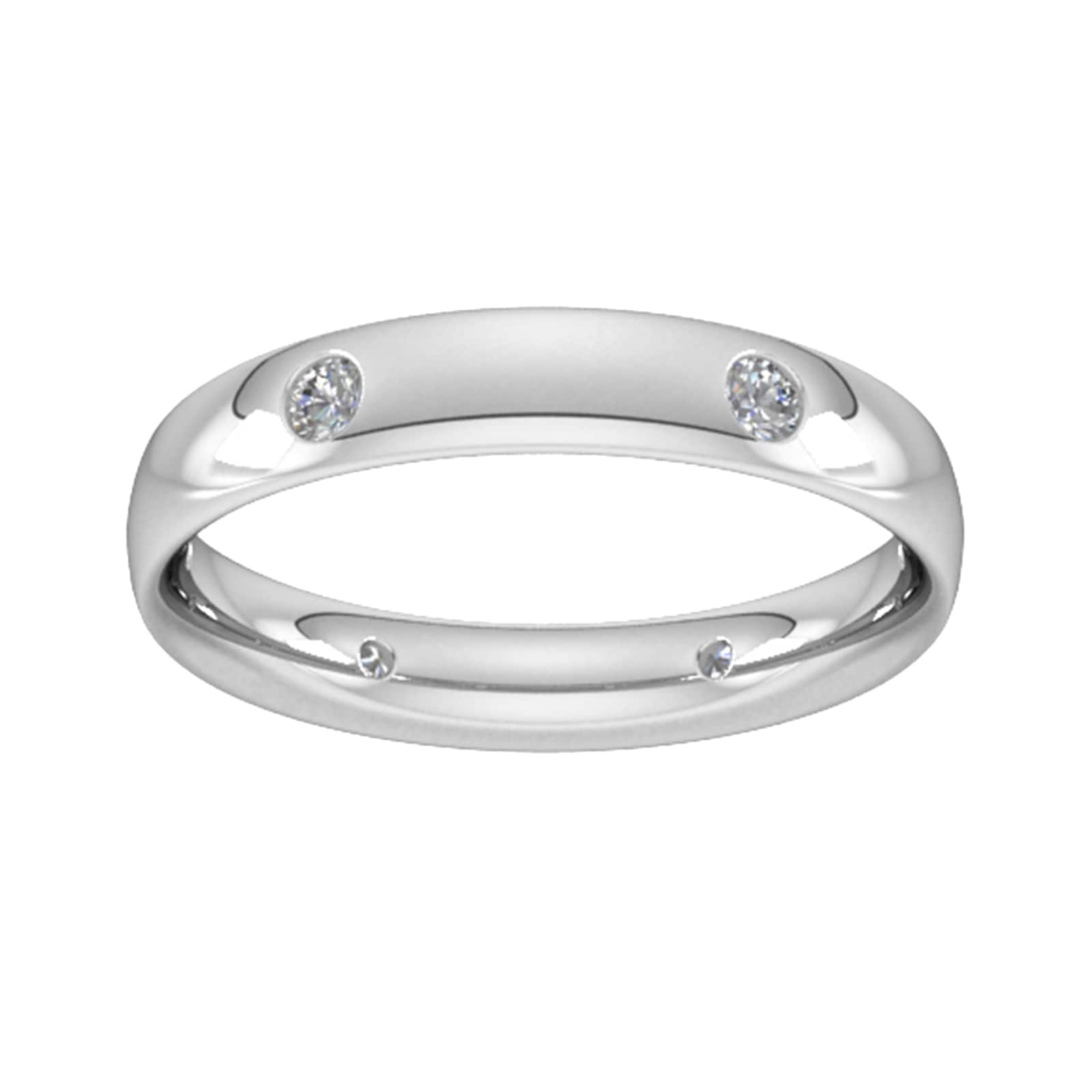 0.21 Carat Total Weight 6 Stone Brilliant Cut Rub Over Diamond Set Wedding Ring In 9 Carat White Gold - Ring Size R