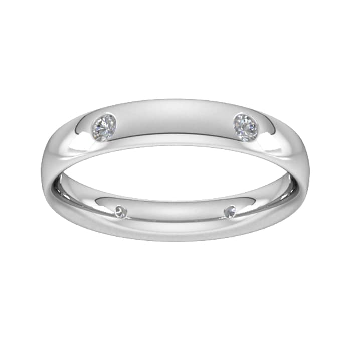 Goldsmiths 0.21 Carat Total Weight 6 Stone Brilliant Cut Rub Over Diamond Set Wedding Ring In 9 Carat White Gold - Ring Size K