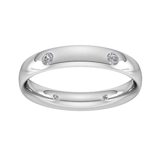 Goldsmiths 0.21 Carat Total Weight 6 Stone Brilliant Cut Rub Over Diamond Set Wedding Ring In 9 Carat White Gold