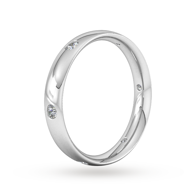 Goldsmiths 0.21 Carat Total Weight 6 Stone Brilliant Cut Rub Over Diamond Set Wedding Ring In 9 Carat White Gold - Ring Size J