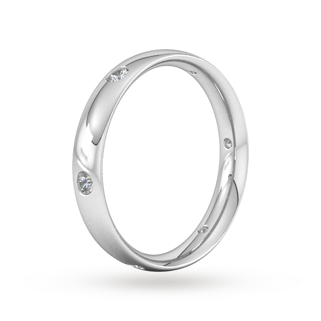 Goldsmiths 0.21 Carat Total Weight 6 Stone Brilliant Cut Rub Over Diamond Set Wedding Ring In 9 Carat White Gold