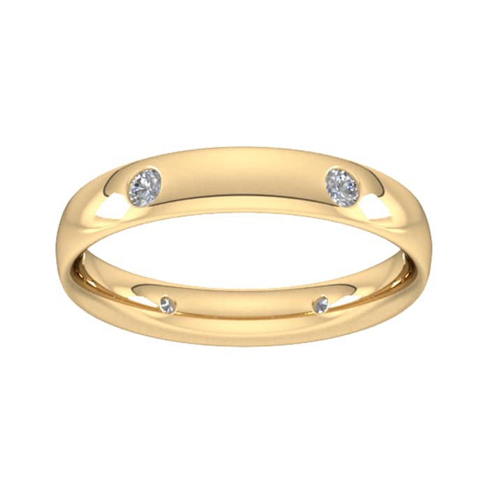 Goldsmiths 0.21 Carat Total Weight 6 Stone Brilliant Cut Rub Over Diamond Set Wedding Ring In 18 Carat Yellow Gold