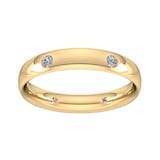 Goldsmiths 0.21 Carat Total Weight 6 Stone Brilliant Cut Rub Over Diamond Set Wedding Ring In 18 Carat Yellow Gold - Ring Size O