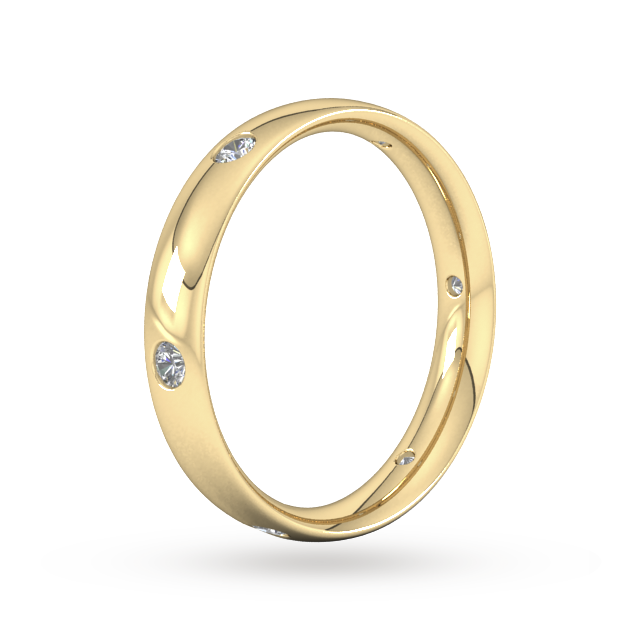 Goldsmiths 0.21 Carat Total Weight 6 Stone Brilliant Cut Rub Over Diamond Set Wedding Ring In 18 Carat Yellow Gold