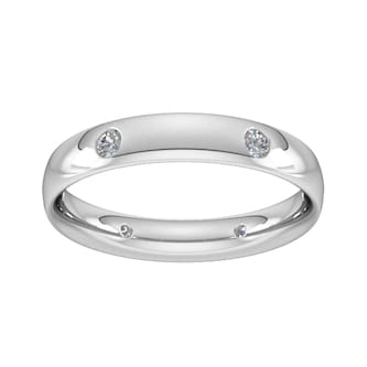Goldsmiths 0.21 Carat Total Weight 6 Stone Brilliant Cut Rub Over Diamond Set Wedding Ring In Platinum