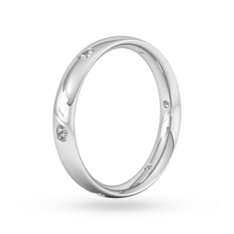 Goldsmiths 0.21 Carat Total Weight 6 Stone Brilliant Cut Rub Over Diamond Set Wedding Ring In Platinum