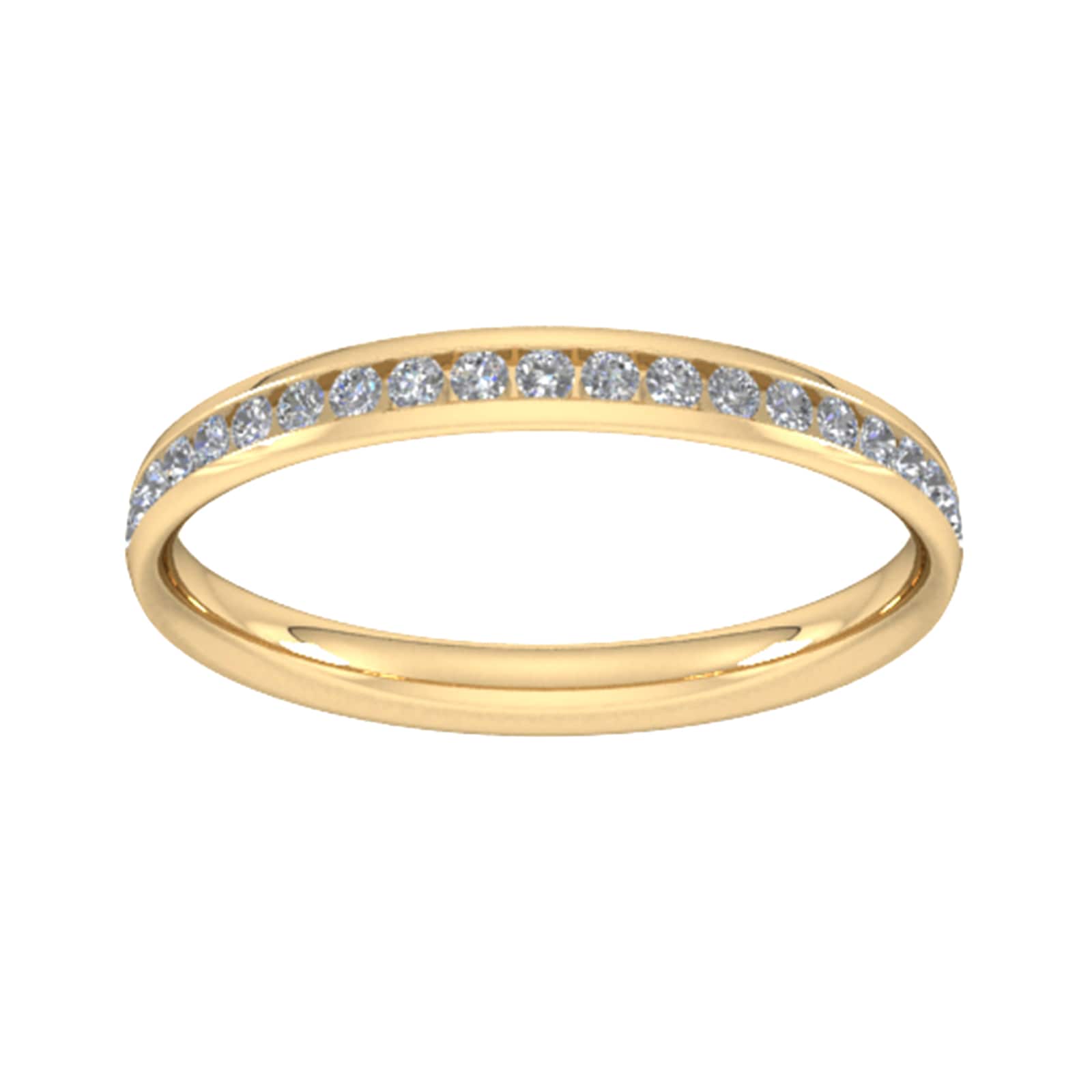 0.21 carat total weight half channel set brilliant cut diamond wedding ring in 9 carat yellow gold - ring size l