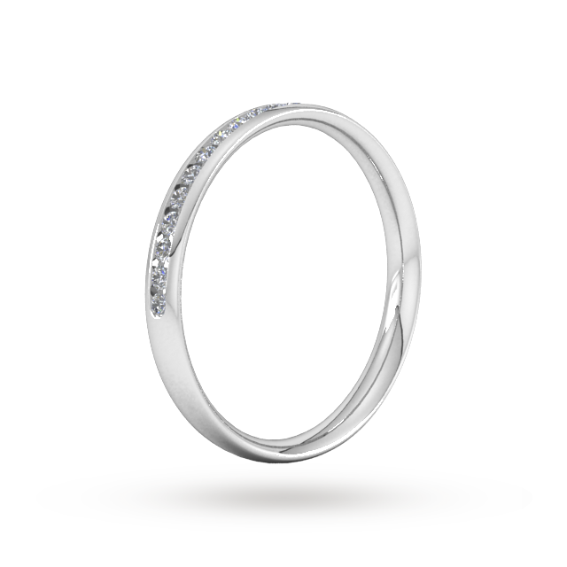 Goldsmiths 0.21 Carat Total Weight Half Channel Set Brilliant Cut Diamond Wedding Ring In 9 Carat White Gold - Ring Size J