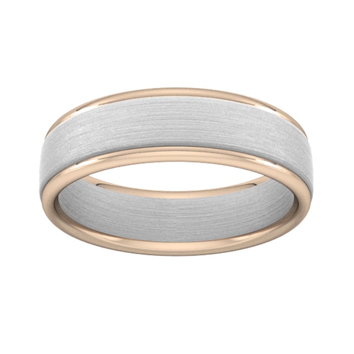 Goldsmiths 6mm Wedding Ring In 9 Carat White & Rose Gold - Ring Size M