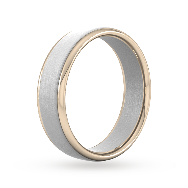 Goldsmiths 6mm Wedding Ring In 9 Carat White & Rose Gold - Ring Size I