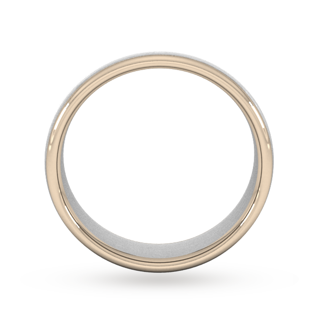 Goldsmiths 6mm Wedding Ring In 9 Carat White & Rose Gold - Ring Size M