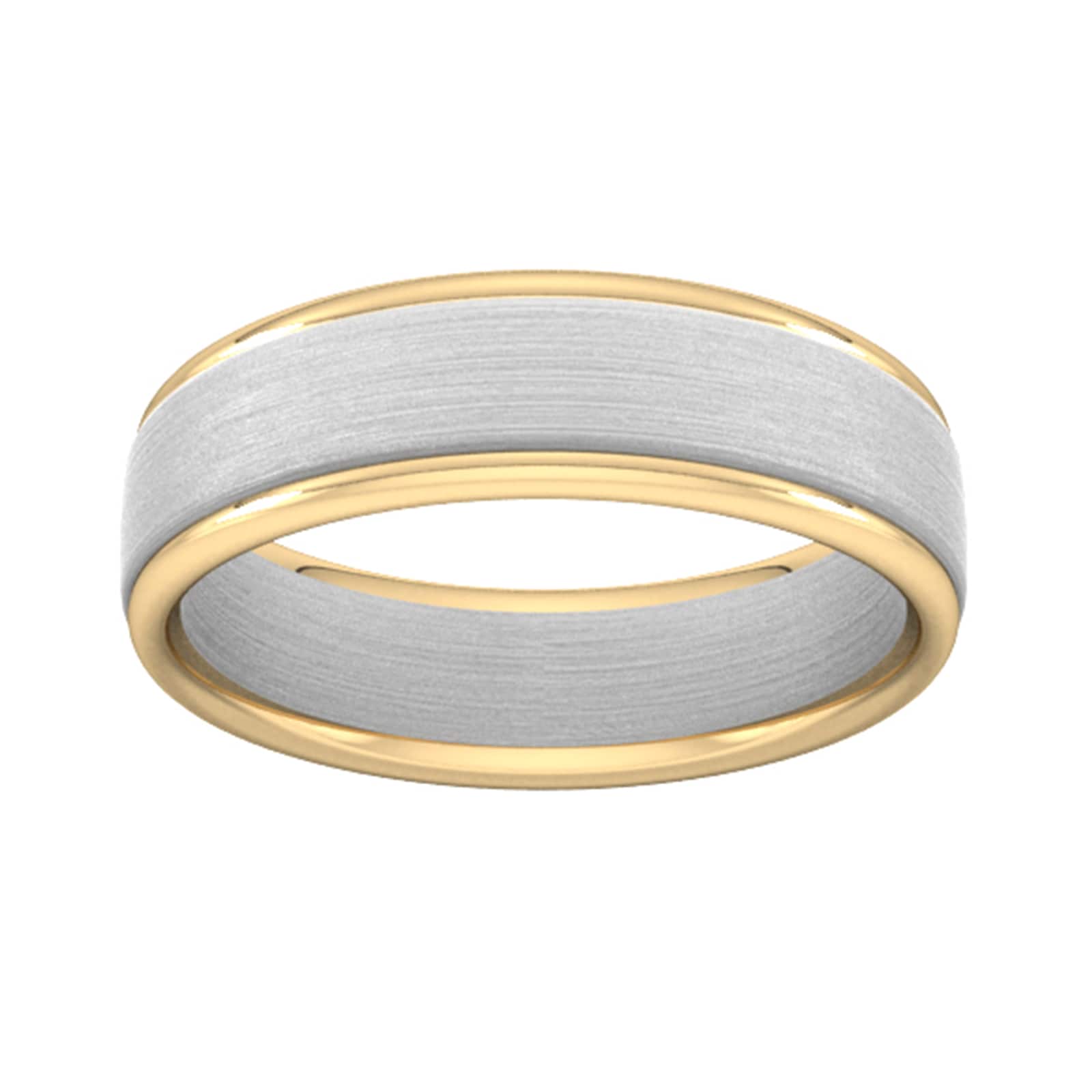 6mm Wedding Ring In 9 Carat White & Yellow Gold - Ring Size P