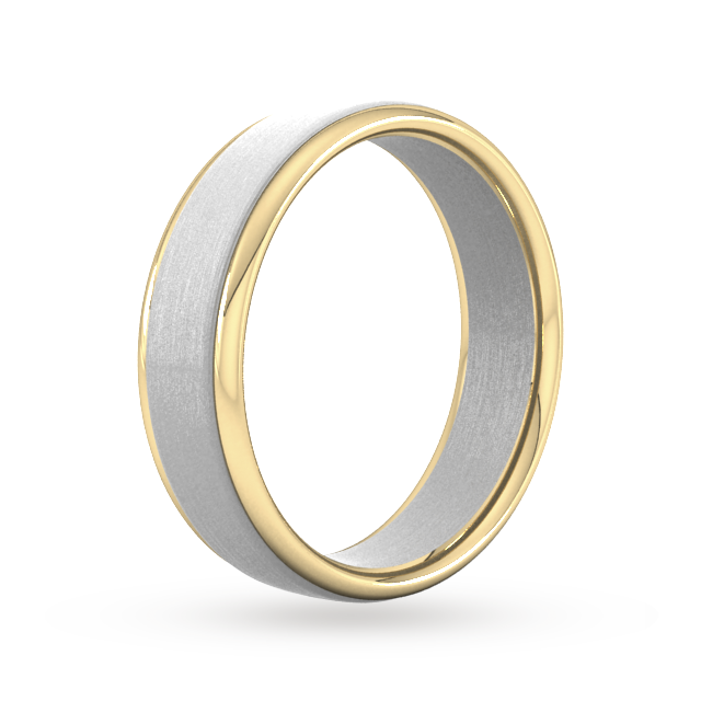 Goldsmiths 6mm Wedding Ring In 9 Carat White & Yellow Gold - Ring Size N