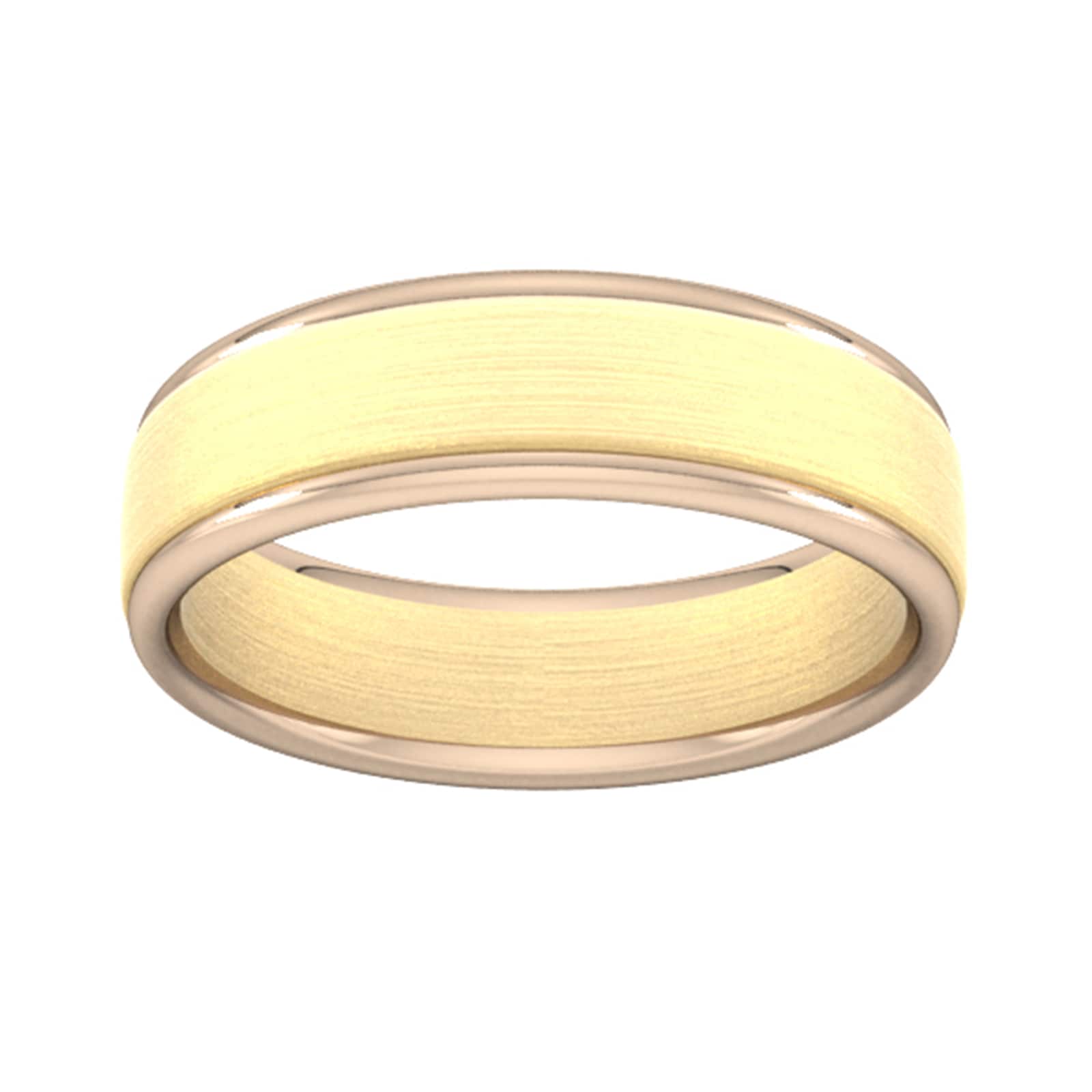 6mm Wedding Ring In 9 Carat Yellow & Rose Gold - Ring Size Q