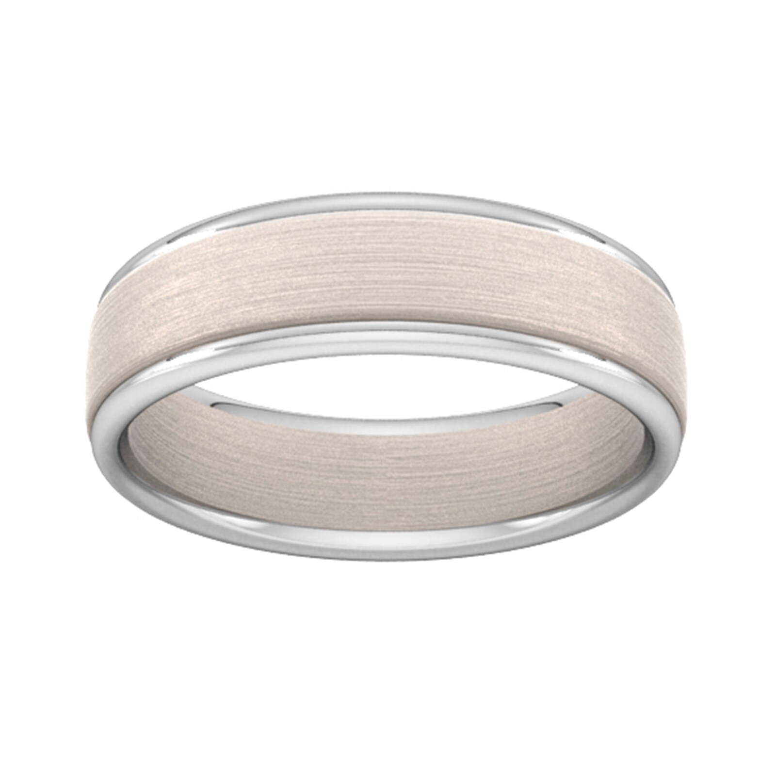 Goldsmiths 6mm Wedding Ring In 9 Carat Rose & White Gold Goldsmiths 6mm Wedding Ring In 9 Carat Rose & White Gold
