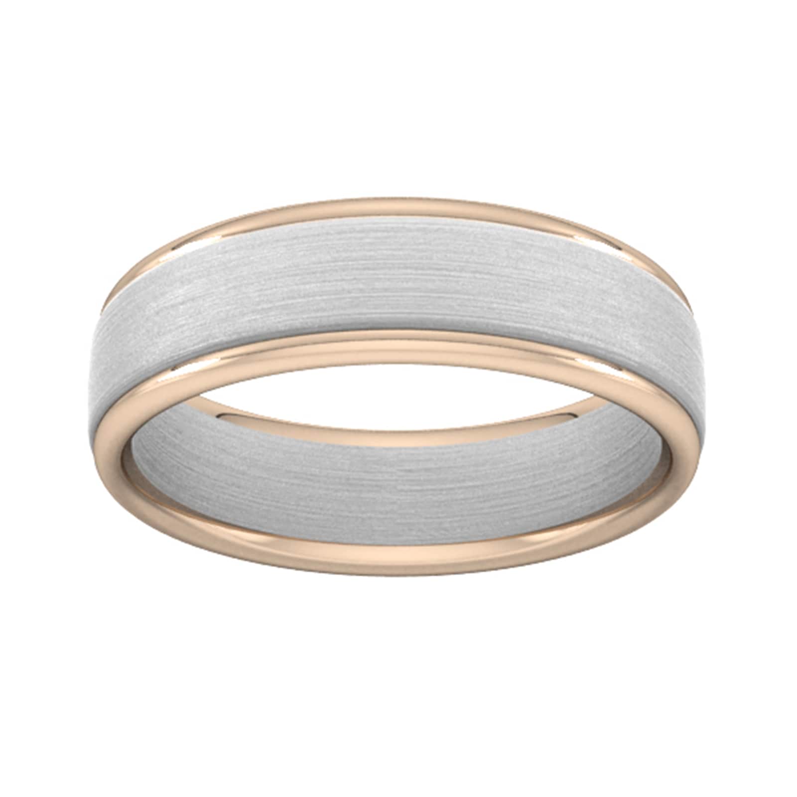 6mm Wedding Ring In 18 Carat White & Rose Gold - Ring Size L
