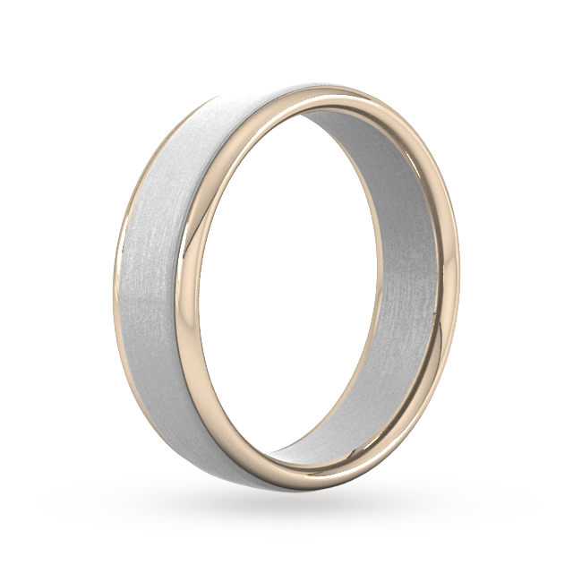 Goldsmiths 6mm Wedding Ring In 18 Carat White & Rose Gold - Ring Size P