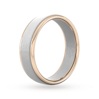 Goldsmiths 6mm Wedding Ring In 18 Carat White & Rose Gold Goldsmiths 6mm Wedding Ring In 18 Carat White & Rose Gold