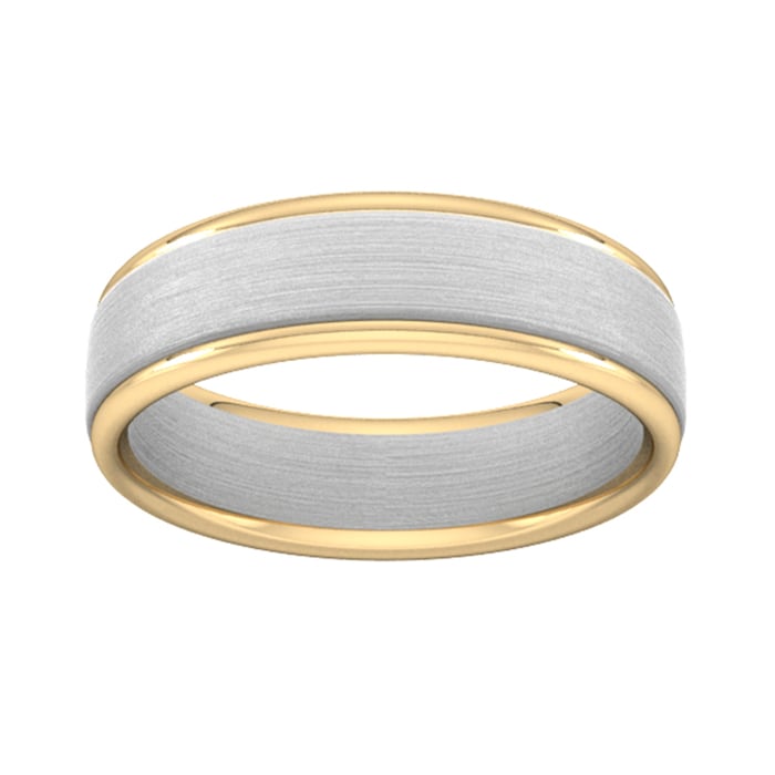 Goldsmiths 6mm Wedding Ring In 18 Carat White & Yellow Gold - Ring Size P