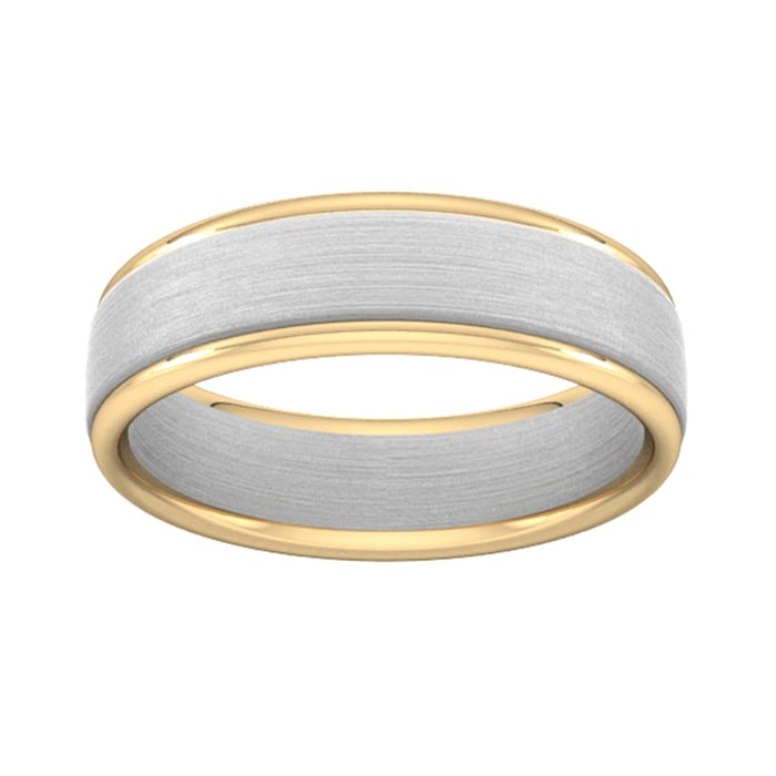 Goldsmiths 6mm Wedding Ring In 18 Carat White & Yellow Gold - Ring Size K