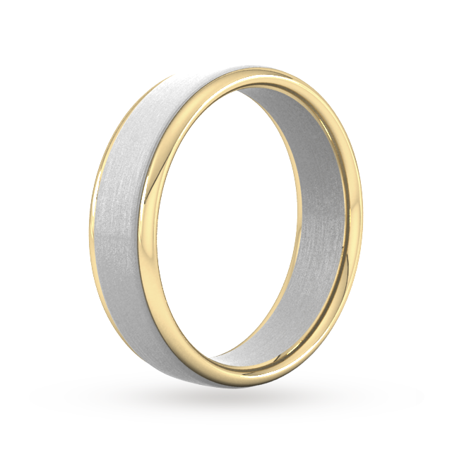 Goldsmiths 6mm Wedding Ring In 18 Carat White & Yellow Gold - Ring Size P