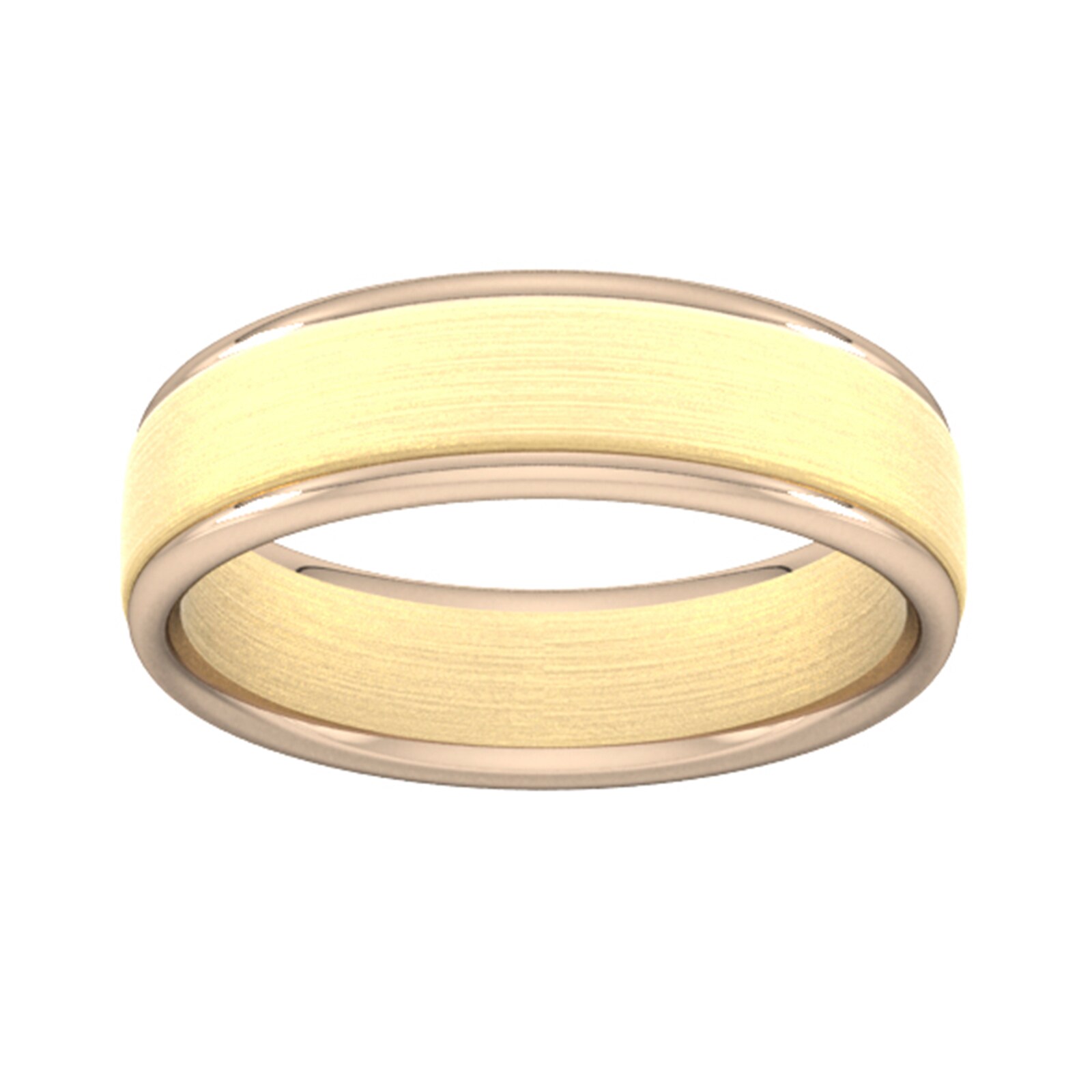 6mm Wedding Ring In 18 Carat Yellow & Rose Gold - Ring Size V