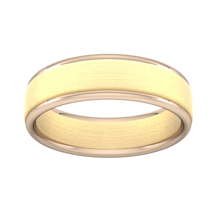 Goldsmiths 6mm Wedding Ring In 18 Carat Yellow & Rose Gold - Ring Size S