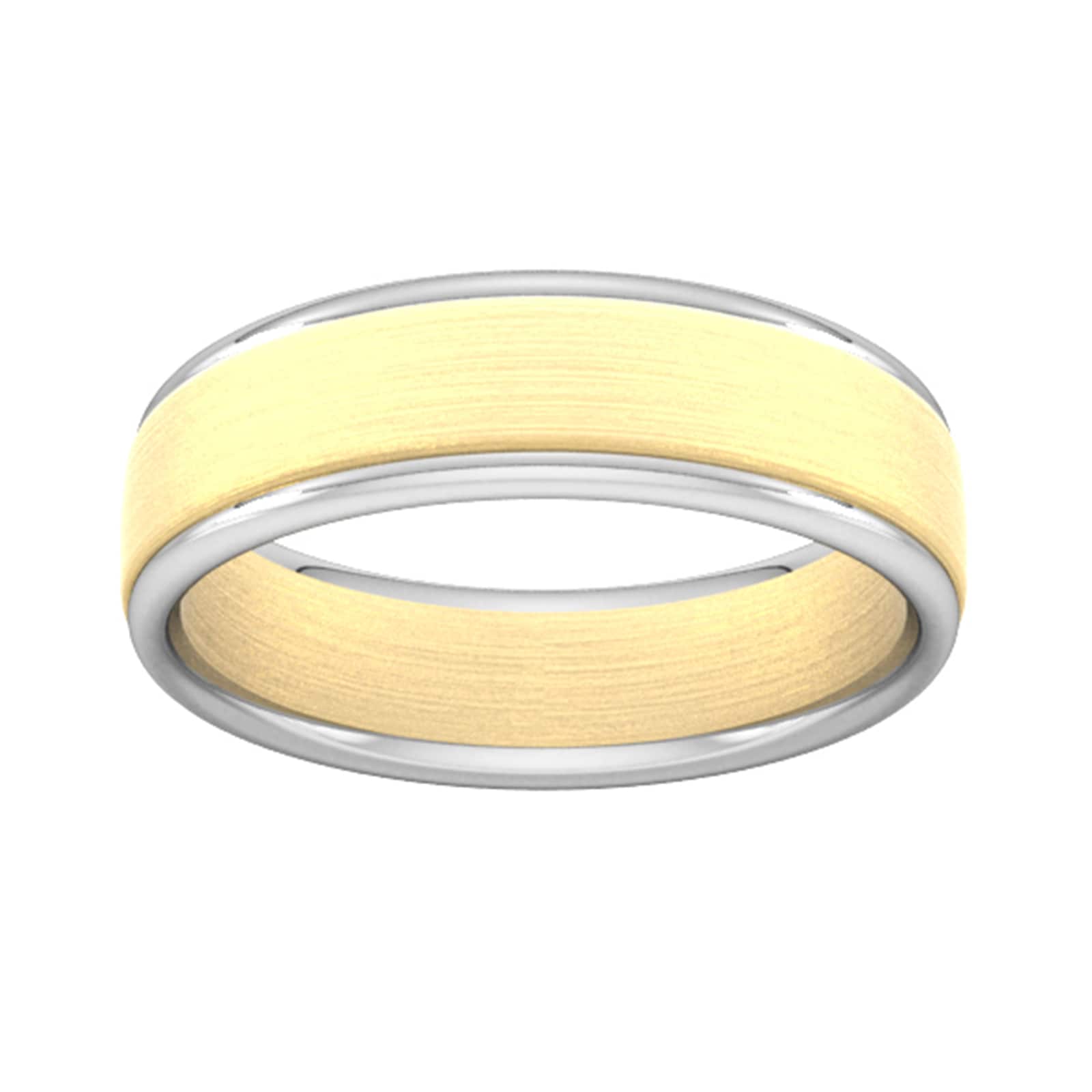 6mm Wedding Ring In 18 Carat Yellow & White Gold - Ring Size L