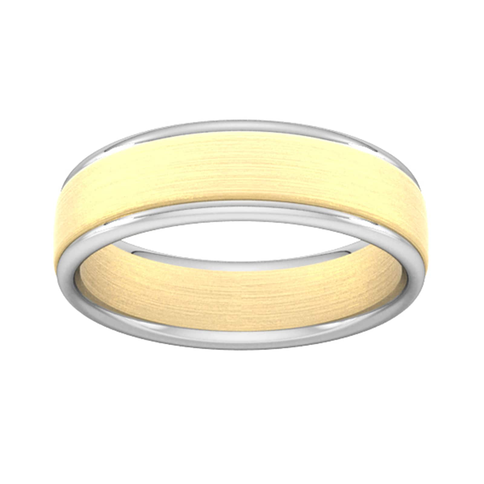 6mm Wedding Ring In 18 Carat Yellow & White Gold - Ring Size V