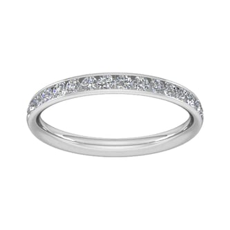Goldsmiths 0.44 Carat Total Weight Half Channel Set Brilliant Cut Diamond Wedding Ring In 18 Carat White Gold