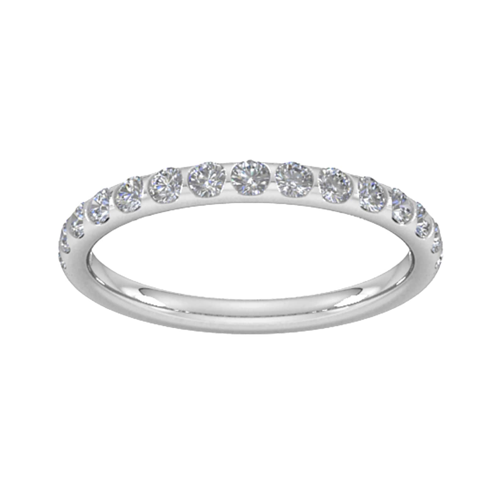 0.53 Carat Total Weight Curved Bar Brilliant Cut Diamond Set Wedding Ring In 18 Carat White Gold - Ring Size V
