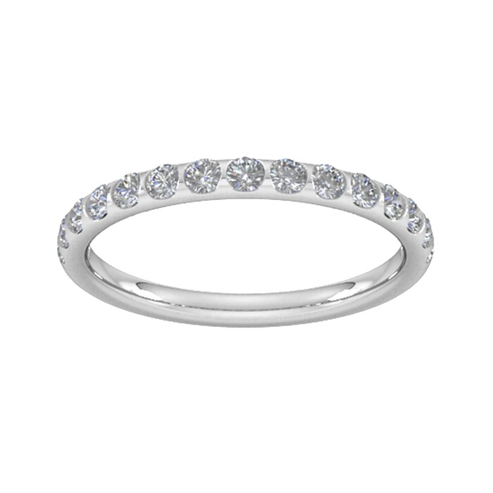 Goldsmiths 0.53 Carat Total Weight Curved Bar Brilliant Cut Diamond Set Wedding Ring In 18 Carat White Gold - Ring Size L