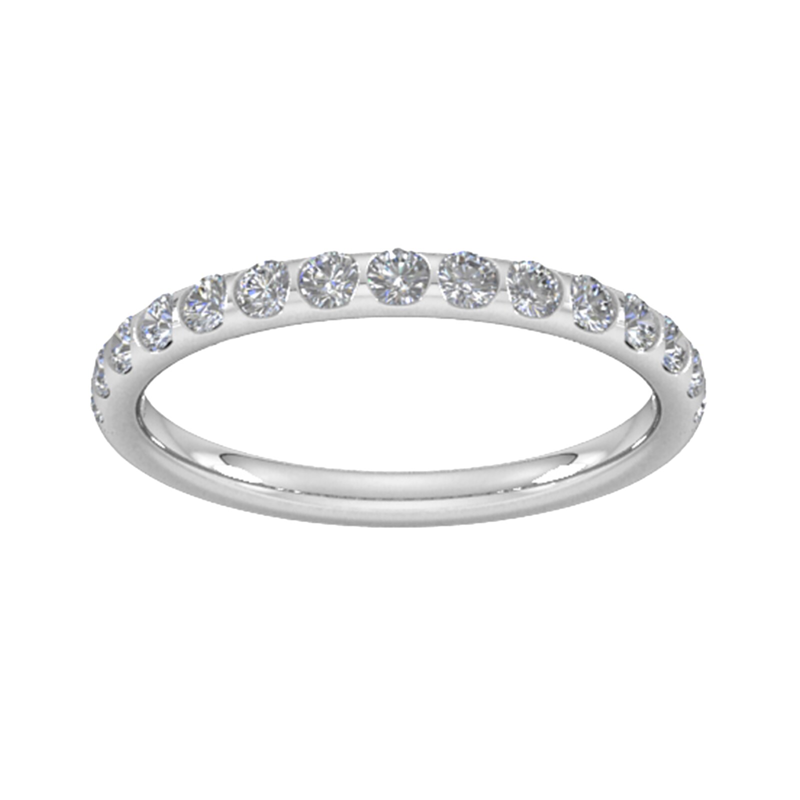 0.53 Carat Total Weight Curved Bar Brilliant Cut Diamond Set Wedding Ring In Platinum - Ring Size H