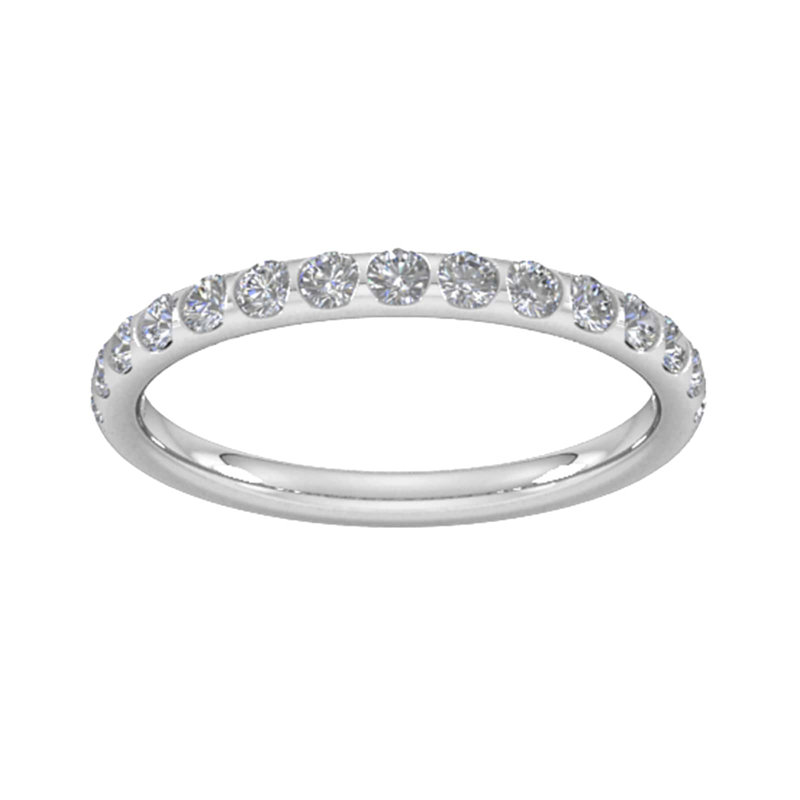 0.53 Carat Total Weight Curved Bar Brilliant Cut Diamond Set Wedding Ring In Platinum - Ring Size G