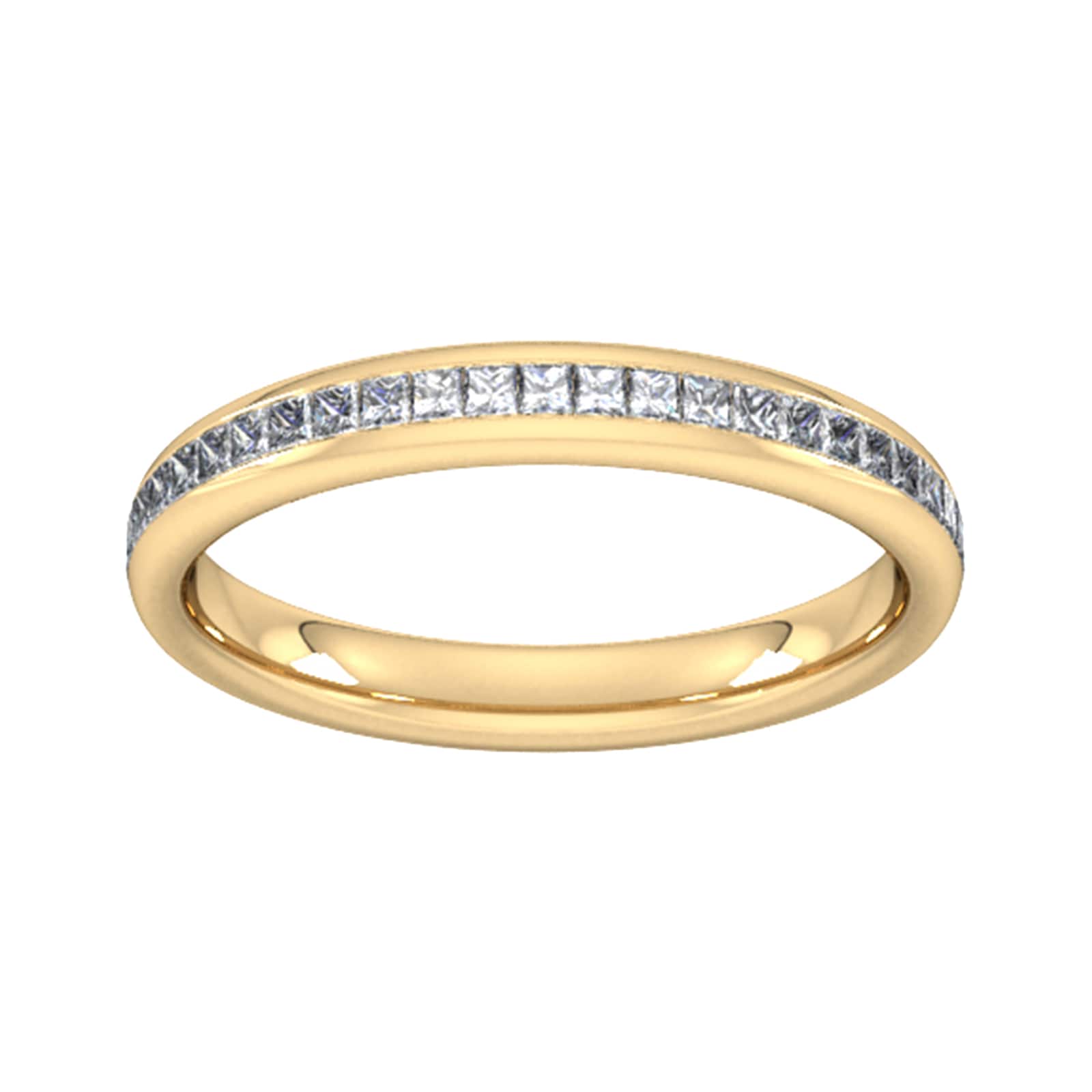 0.34 Carat Total Weight Princess Cut Channel Set Wedding Ring In 18 Carat Yellow Gold - Ring Size R