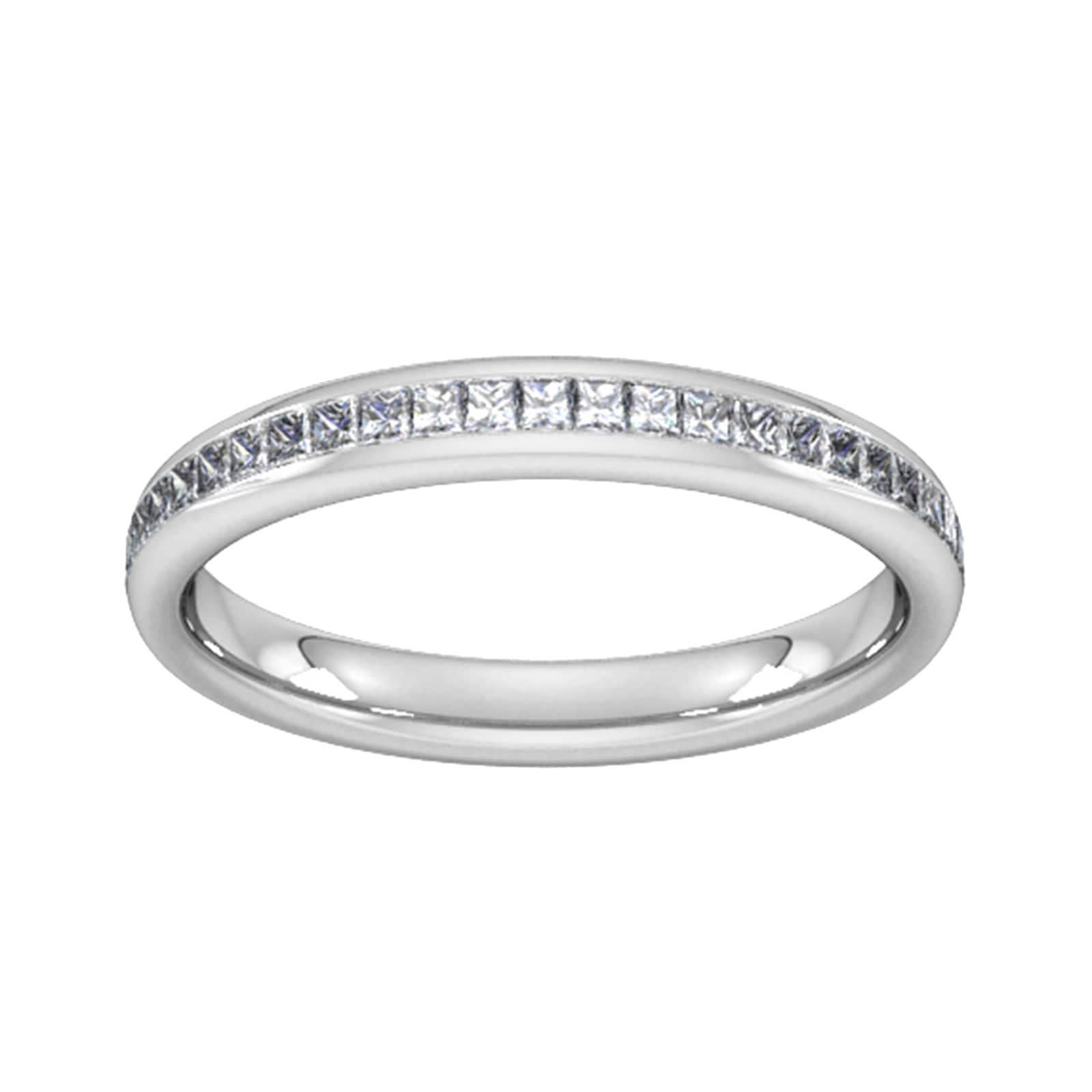 0.34 Carat Total Weight Princess Cut Channel Set Wedding Ring In 18 Carat White Gold - Ring Size K