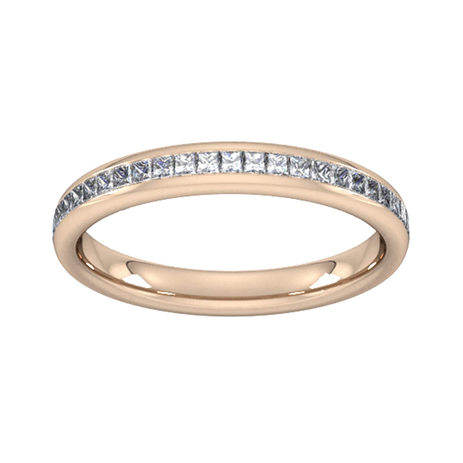 0.34 Carat Total Weight Princess Cut Channel Set Wedding Ring In 18 Carat Rose Gold - Ring Size V
