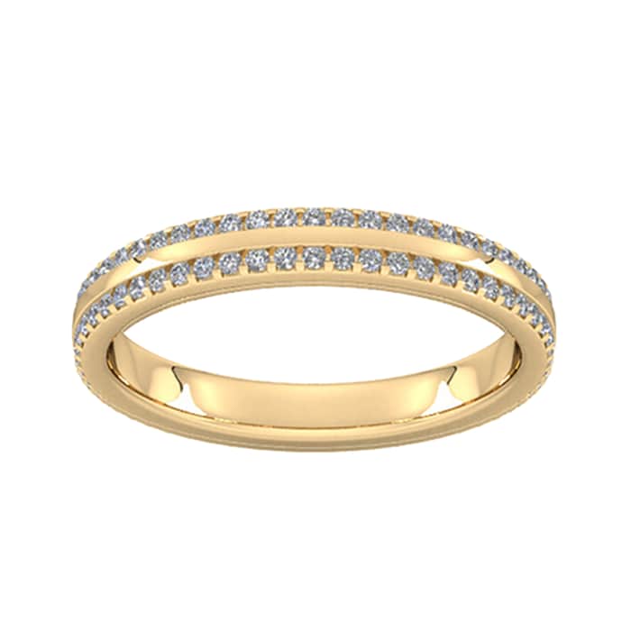 Goldsmiths 0.53 Carat Total Weight Double Row Brilliant Cut Claw Set Diamond Wedding Ring In 18 Carat Yellow Gold