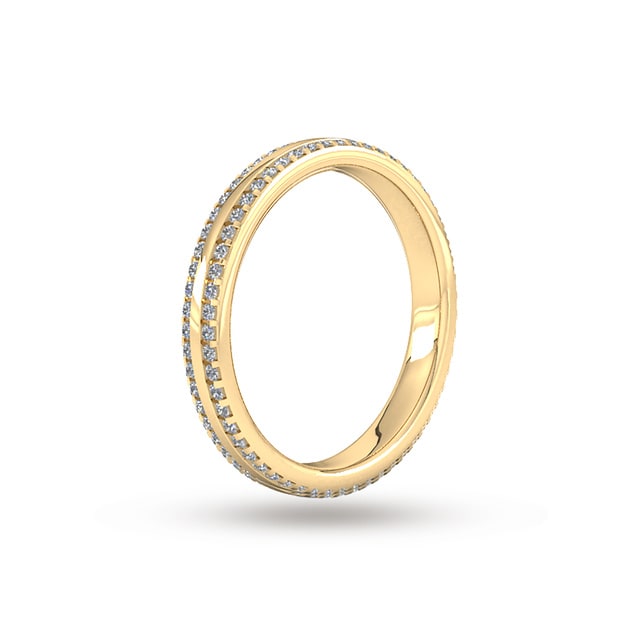 Goldsmiths 0.53 Carat Total Weight Double Row Brilliant Cut Claw Set Diamond Wedding Ring In 18 Carat Yellow Gold