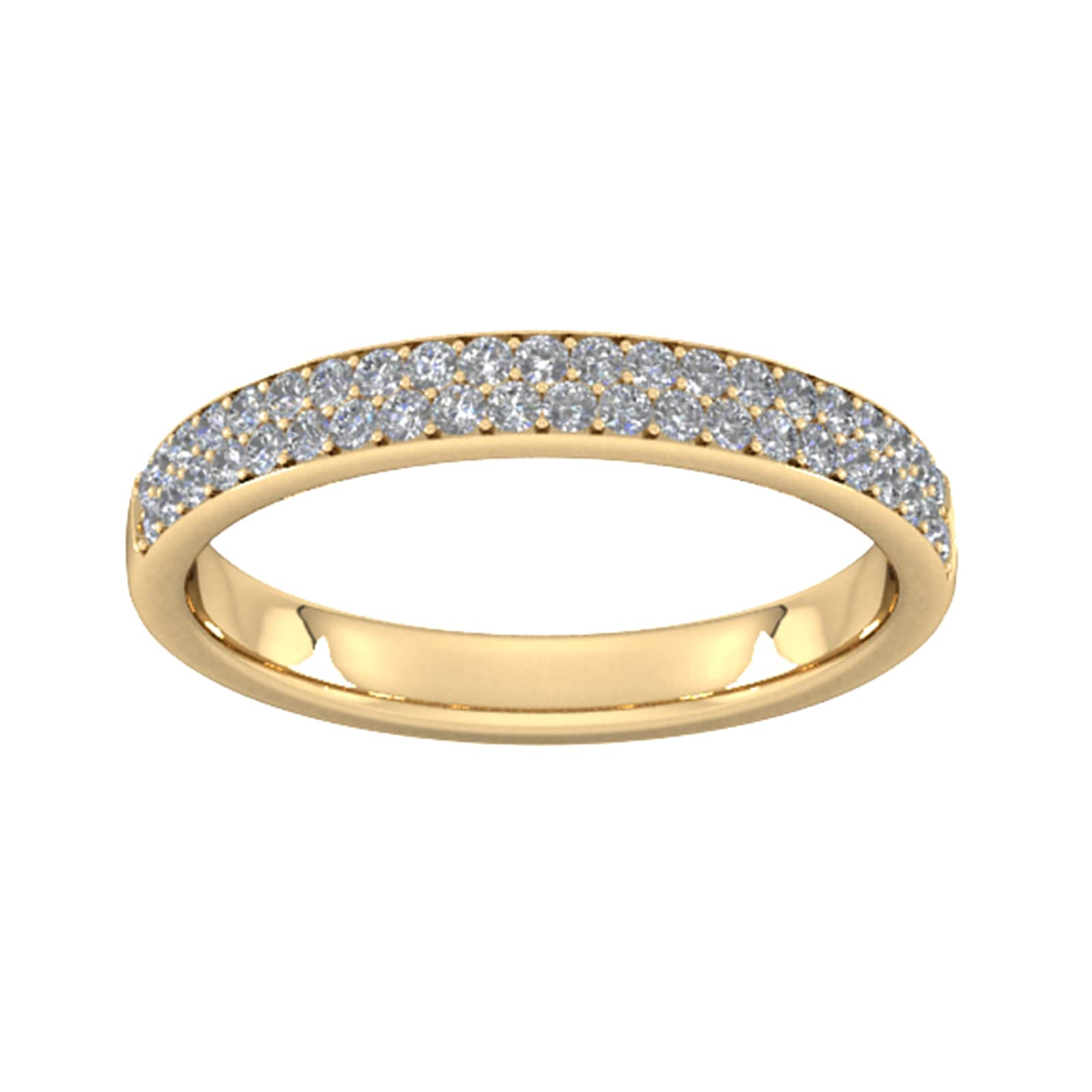 0.42 Carat Total Weight Brilliant Cut Double Row Grain Set Diamond Wedding Ring In 9 Carat Yellow Gold - Ring Size I