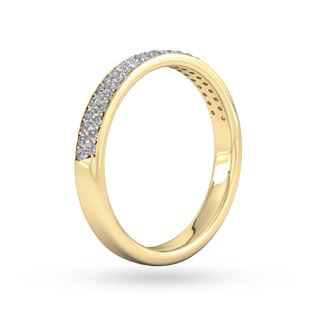 Goldsmiths 0.42 Carat Total Weight Brilliant Cut Double Row Grain Set Diamond Wedding Ring In 9 Carat Yellow Gold - Ring Size K