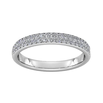Goldsmiths 0.42 Carat Total Weight Brilliant Cut Double Row Grain Set Diamond Wedding Ring In 9 Carat White Gold