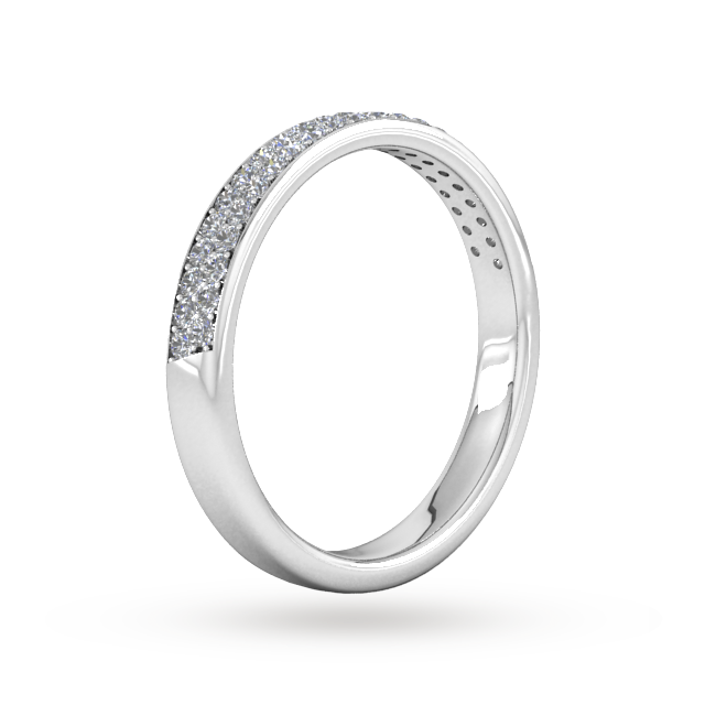 Goldsmiths 0.42 Carat Total Weight Brilliant Cut Double Row Grain Set Diamond Wedding Ring In 9 Carat White Gold