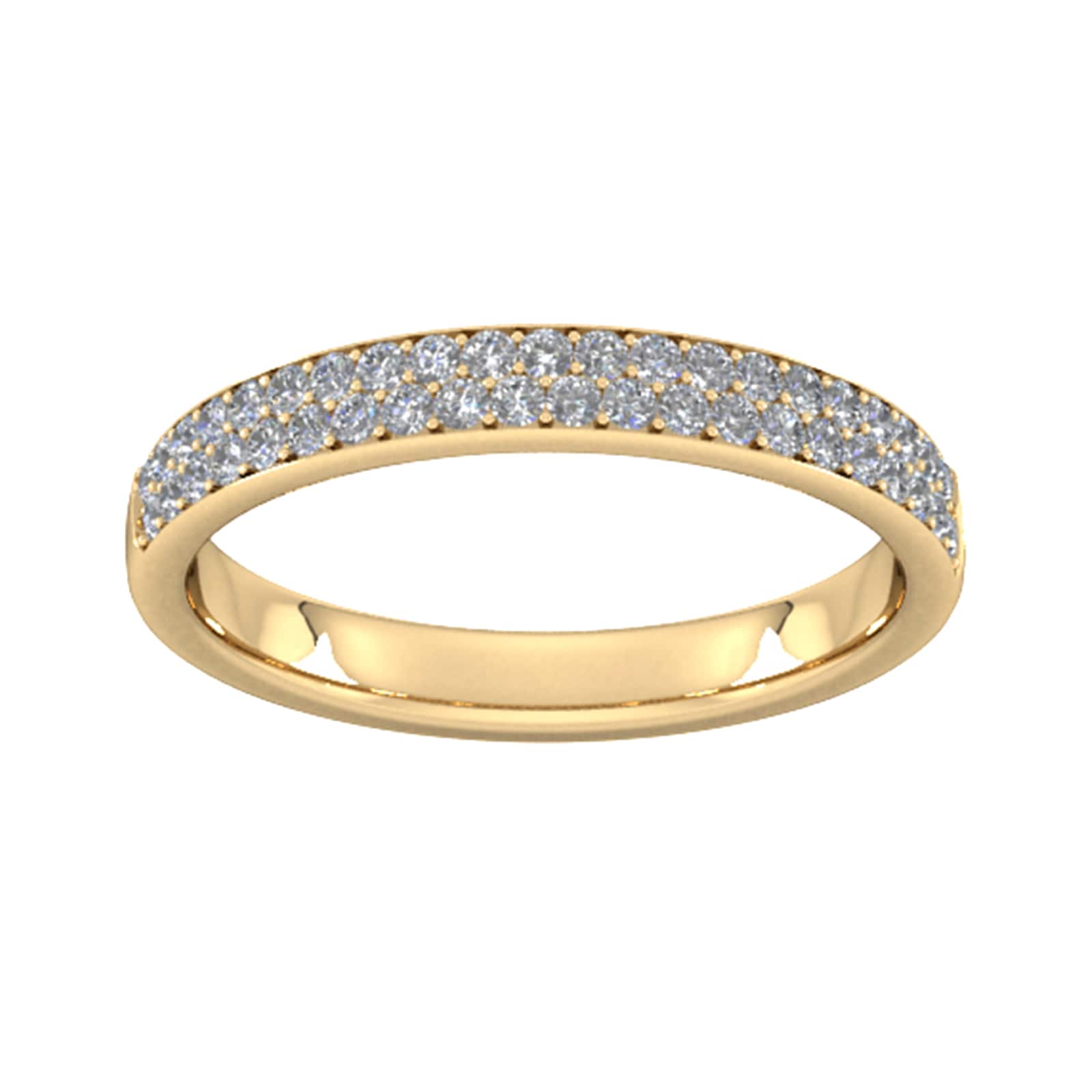 0.42 Carat Total Weight Brilliant Cut Double Row Grain Set Diamond Wedding Ring In 18 Carat Yellow Gold - Ring Size S