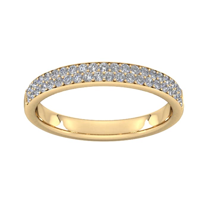 Goldsmiths 0.42 Carat Total Weight Brilliant Cut Double Row Grain Set Diamond Wedding Ring In 18 Carat Yellow Gold - Ring Size K