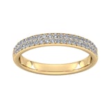 Goldsmiths 0.42 Carat Total Weight Brilliant Cut Double Row Grain Set Diamond Wedding Ring In 18 Carat Yellow Gold