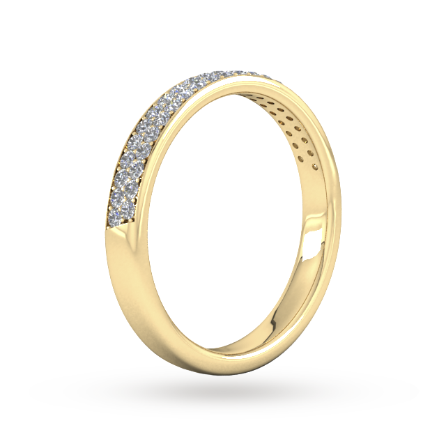 Goldsmiths 0.42 Carat Total Weight Brilliant Cut Double Row Grain Set Diamond Wedding Ring In 18 Carat Yellow Gold