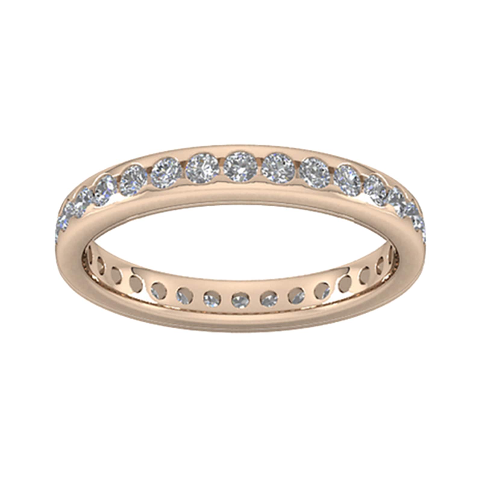 0.81 Carat Total Weight Brilliant Cut Scalloped Channel Set Diamond Wedding Ring In 9 Carat Rose Gold - Ring Size S